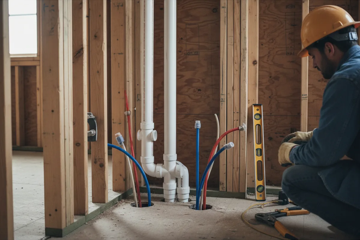 Drain and supply rough-in during Garbage Disposal Repair in Stoneville