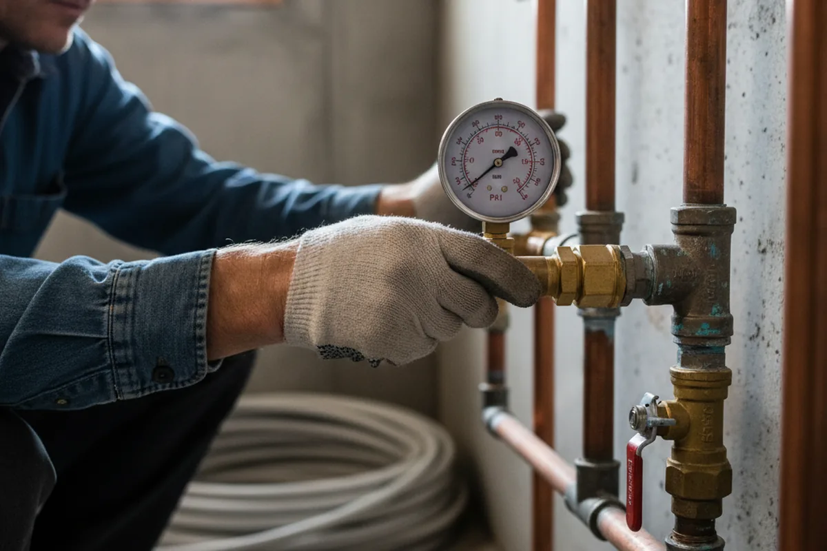Pressure testing a repaired line during Water Line Repair in Stoneville