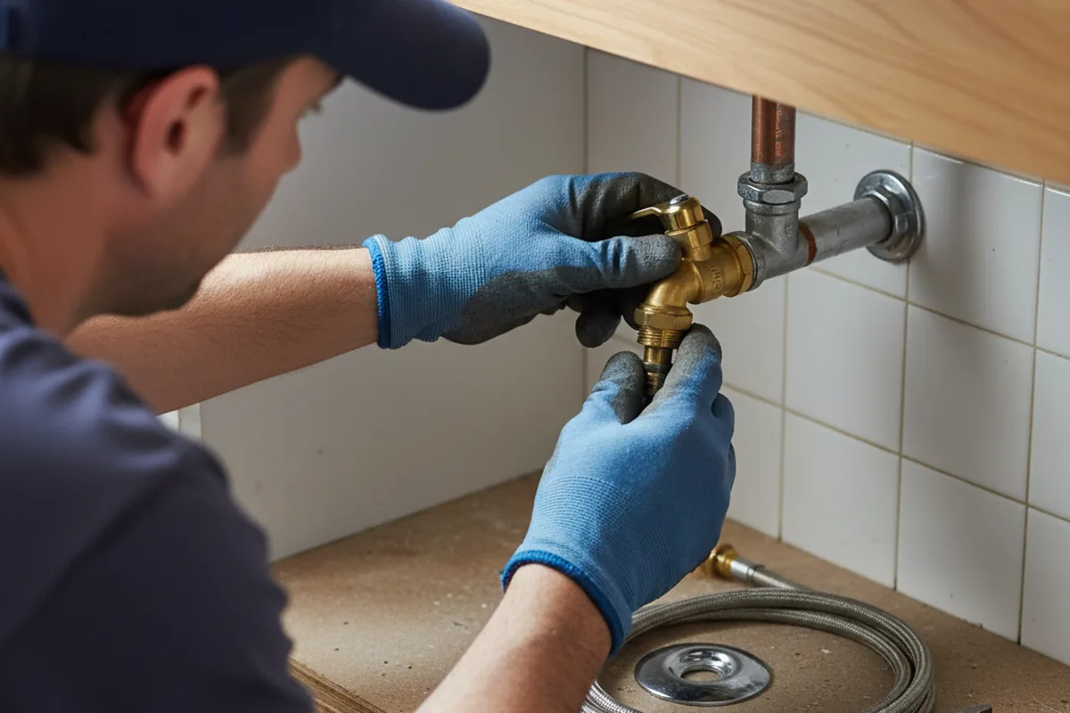Shutoff valve and fitting work during Faucet and Fixture Repair in Stoneville